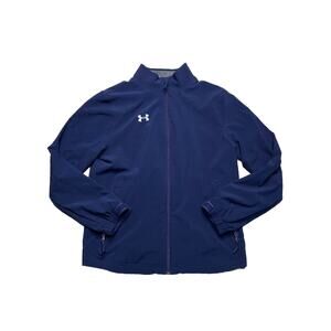 Under Armour Kids Unisex Jacket Navy Blue Youth Large YLG Zip Pockets Soft Shell
